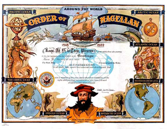 ORDER OF MAGELLAN - certificate Used with permission. These certificates may be purchased from Tiffany Publishing Company. https://certificatesbytiffany.com/