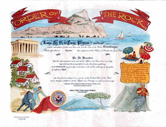 ORDER OF THE ROCK - certificate Used with permission. These certificates may be purchased from Tiffany Publishing Company. https://certificatesbytiffany.com