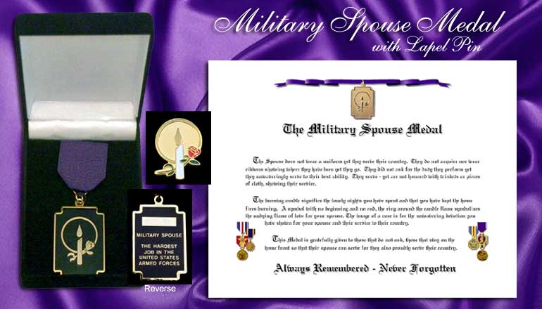 The Military Spouse Medal with Lapel Pin